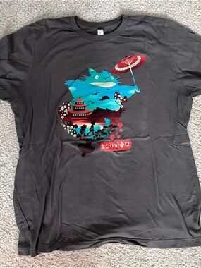 Studio Ghibli Totoro Graphic Tee - Black with Teal & Red Print